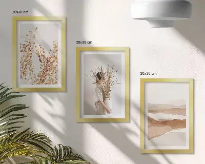 Conjunto de molduras com imagens com motivos vegetais abstratos em estilo rústico boho