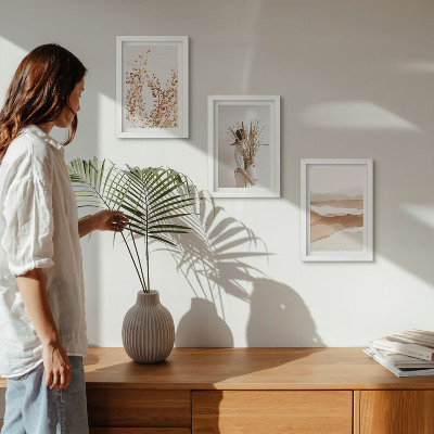 Conjunto de molduras com imagens Motivos vegetais abstratos em estilo rústico boho