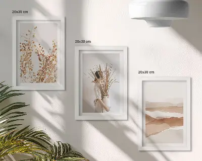Conjunto de molduras com imagens com motivos vegetais abstratos em estilo rústico boho