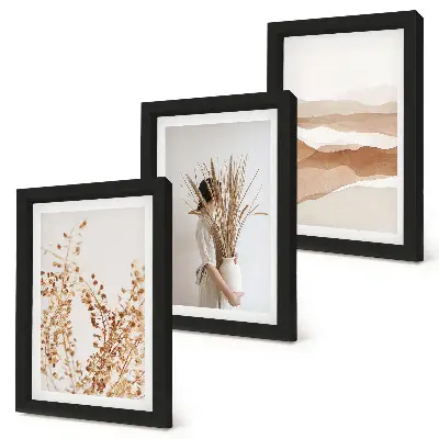 Conjunto de molduras com imagens com motivos vegetais abstratos em estilo rústico boho