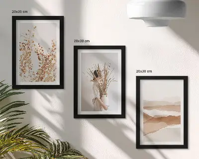 Conjunto de molduras com imagens com motivos vegetais abstratos em estilo rústico boho