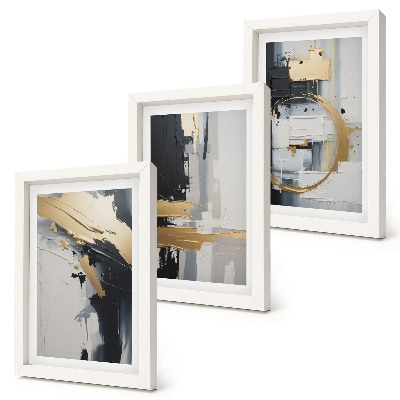 Conjunto de molduras com imagens Composições abstratas em preto e branco.