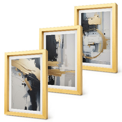 Conjunto de molduras com imagens Composições abstratas em preto e branco.