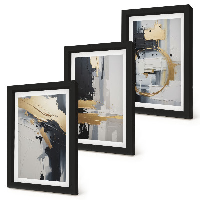 Conjunto de molduras com imagens Composições abstratas em preto e branco.