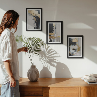 Conjunto de molduras com imagens Composições abstratas em preto e branco.