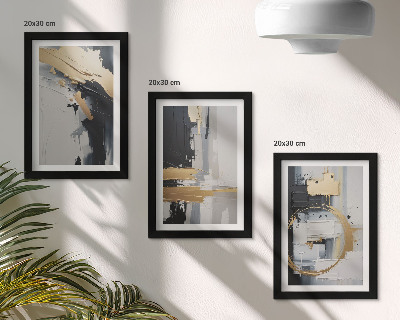 Conjunto de molduras com imagens Composições abstratas em preto e branco.