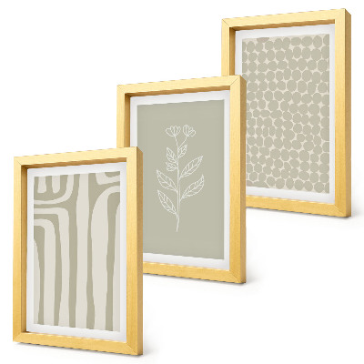 Conjunto de molduras com imagens Padrões geométricos e vegetais em cores suaves.