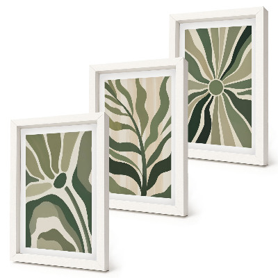 Conjunto de molduras com imagens Padrões de plantas em tons de verde e bege