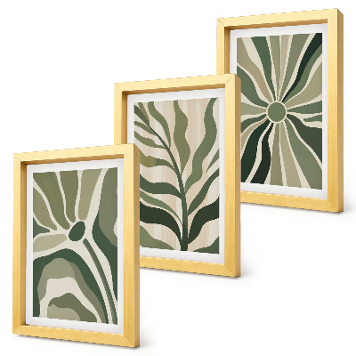 Conjunto de molduras com imagens Padrões de plantas em tons de verde e bege