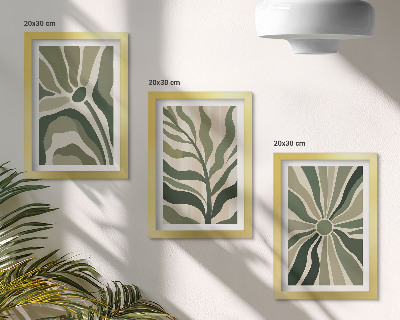Conjunto de molduras com imagens Padrões de plantas em tons de verde e bege