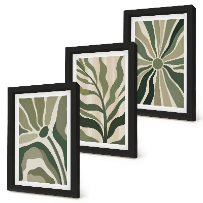 Conjunto de molduras com imagens Padrões de plantas em tons de verde e bege
