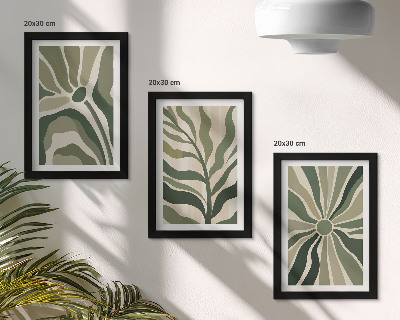 Conjunto de molduras com imagens Padrões de plantas em tons de verde e bege