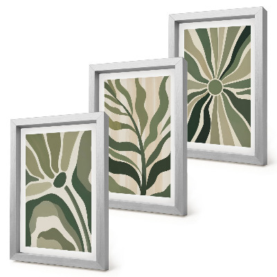 Conjunto de molduras com imagens Padrões de plantas em tons de verde e bege