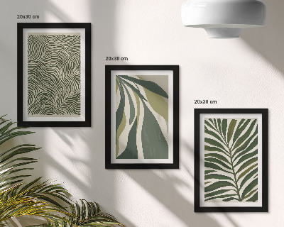 Conjunto de molduras com imagens Padrões de folhas e linhas onduladas em tons de verde.
