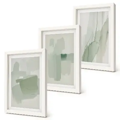 Tríptico com moldura com padrões abstratos em estilo aquarela