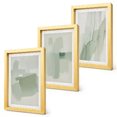Tríptico com moldura com padrões abstratos em estilo aquarela