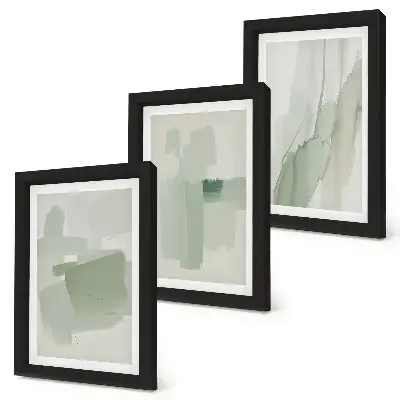 Tríptico com moldura com padrões abstratos em estilo aquarela