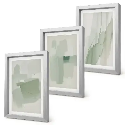 Tríptico com moldura com padrões abstratos em estilo aquarela