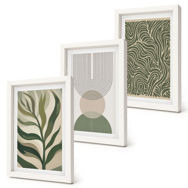 Conjunto de molduras com imagens Folhas e formas geométricas abstratas