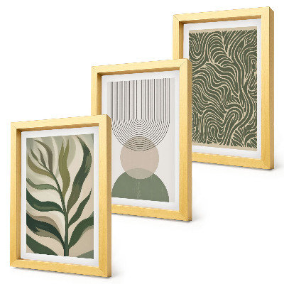 Conjunto de molduras com imagens Folhas e formas geométricas abstratas