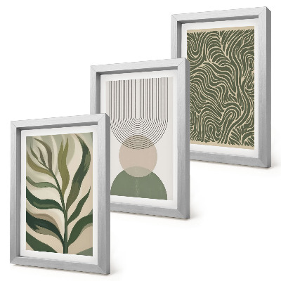 Conjunto de molduras com imagens Folhas e formas geométricas abstratas