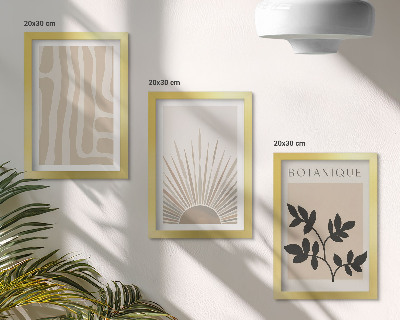 Conjunto de 3 quadros decorativos Padrões abstratos com detalhes florais em tons neutros.