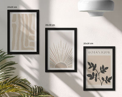 Conjunto de 3 quadros decorativos Padrões abstratos com detalhes florais em tons neutros.