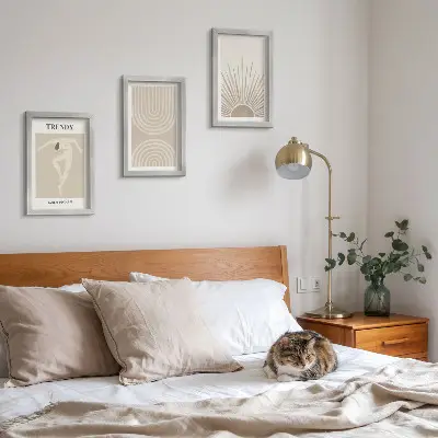 Conjunto de molduras com imagens com pôsteres de abstrações boho em tons pastel