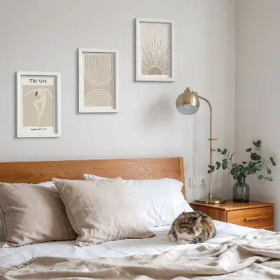 Conjunto de molduras com imagens com pôsteres de abstrações boho em tons pastel