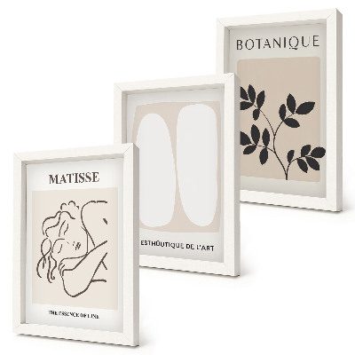 Tríptico com moldura Pinturas minimalistas e elegantes com motivos vegetais de Matisse