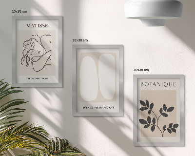 Tríptico com moldura Pinturas minimalistas e elegantes com motivos vegetais de Matisse