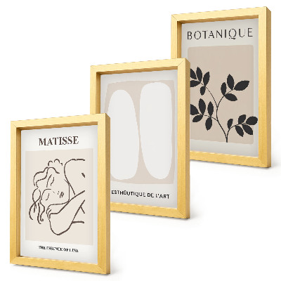 Tríptico com moldura Pinturas minimalistas e elegantes com motivos vegetais de Matisse