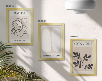Tríptico com moldura Pinturas minimalistas e elegantes com motivos vegetais de Matisse