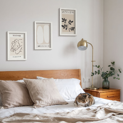 Tríptico com moldura Pinturas minimalistas e elegantes com motivos vegetais de Matisse