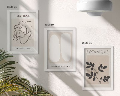 Tríptico com moldura Pinturas minimalistas e elegantes com motivos vegetais de Matisse