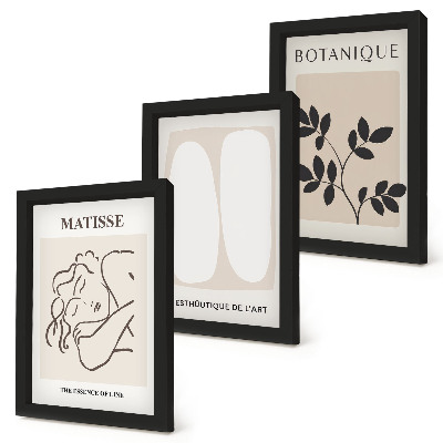 Tríptico com moldura Pinturas minimalistas e elegantes com motivos vegetais de Matisse