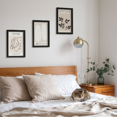 Tríptico com moldura Pinturas minimalistas e elegantes com motivos vegetais de Matisse