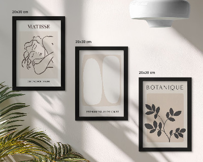 Tríptico com moldura Pinturas minimalistas e elegantes com motivos vegetais de Matisse