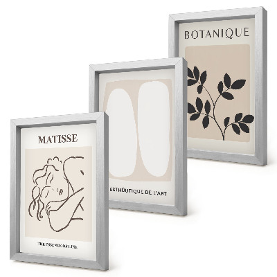 Tríptico com moldura Pinturas minimalistas e elegantes com motivos vegetais de Matisse