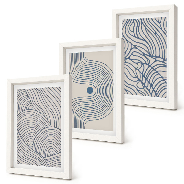 Conjunto de molduras com imagens Linhas decorativas abstratas em forma de onda