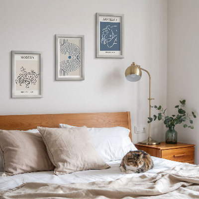 Conjunto de 3 quadros decorativos Pôsteres com linhas florais e formas abstratas