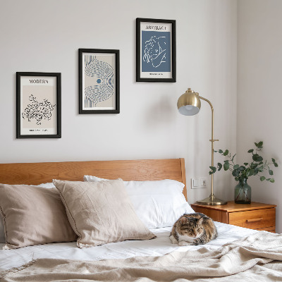 Conjunto de 3 quadros decorativos Pôsteres com linhas florais e formas abstratas