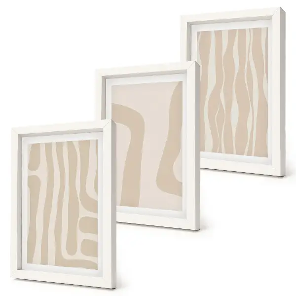 Conjunto de molduras com imagens com padrões abstratos e formas minimalistas em estilo boho