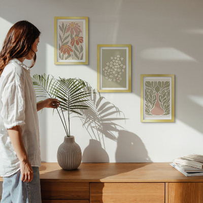 Conjunto de molduras com imagens Motivos florais, padrões minimalistas, estilo boho