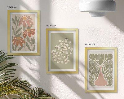 Conjunto de molduras com imagens Motivos florais, padrões minimalistas, estilo boho