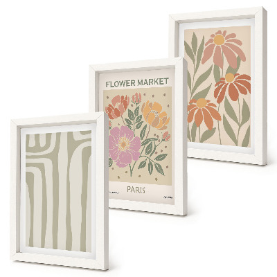 Conjunto de 3 quadros decorativos Pôster com motivos botânicos, minimalismo parisiense