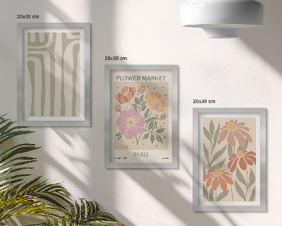 Conjunto de 3 quadros decorativos Pôster com motivos botânicos, minimalismo parisiense