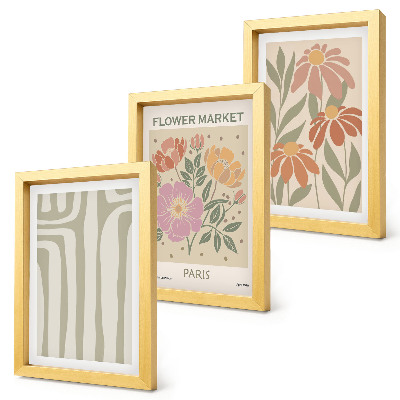 Conjunto de 3 quadros decorativos Pôster com motivos botânicos, minimalismo parisiense