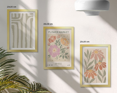 Conjunto de 3 quadros decorativos Pôster com motivos botânicos, minimalismo parisiense