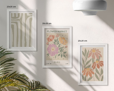 Conjunto de 3 quadros decorativos Pôster com motivos botânicos, minimalismo parisiense